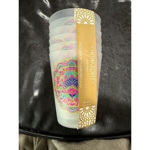 Cynthia Rowley Outdoor Tumblers 6 Pc Set BPA Free Mandala‎ Design 14 oz